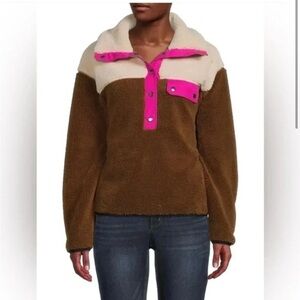 Rebecca Minkoff Brown and Cream Teddy Jacket Cozy Fleece